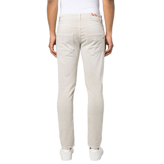 Cream-Colored Cotton Blend Trousers