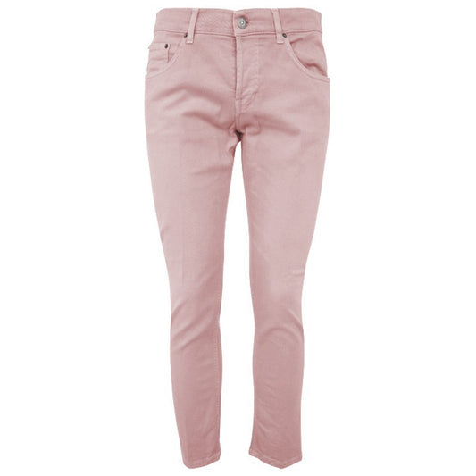 Chic Pink Stretch Cotton Trousers