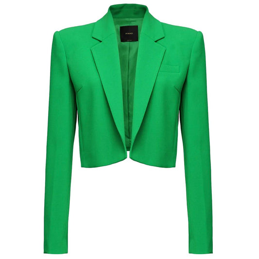 Chic Green Stretch Crepe Blazer for Women