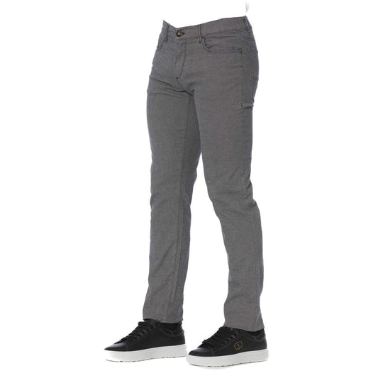 Elegant Gray Cotton Blend Pants
