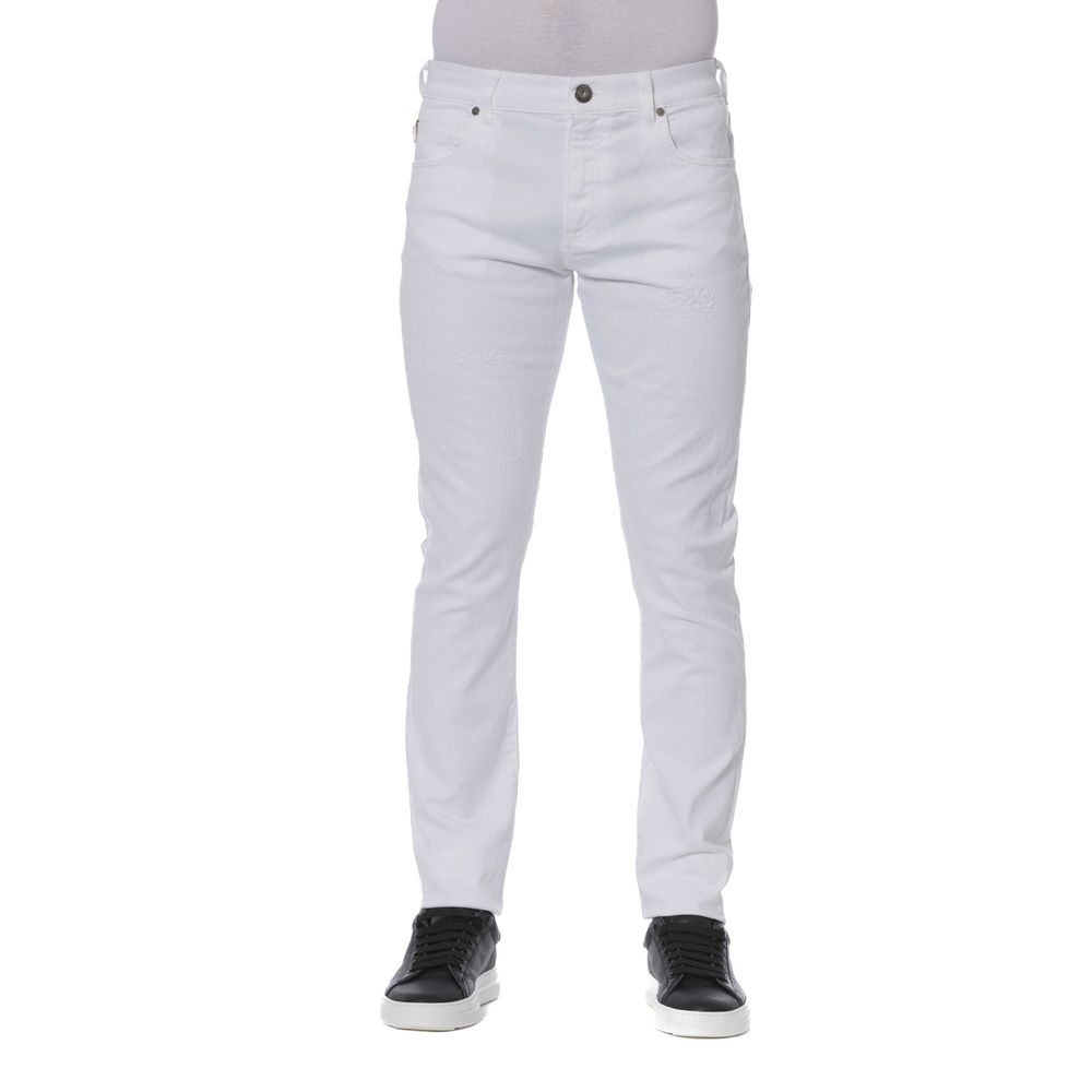 Elegant White Cotton Blend Jeans