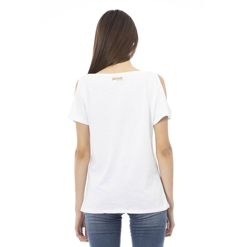 Chic Uncovered Shoulder Printed Tee
