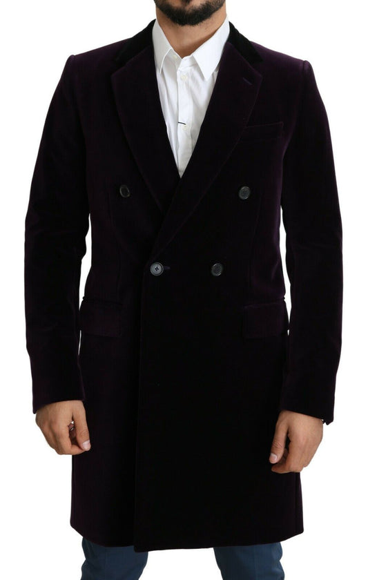 Elegant Velvet Double-Breasted Coat