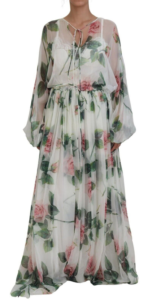 Elegant Floral Maxi Silk Dress
