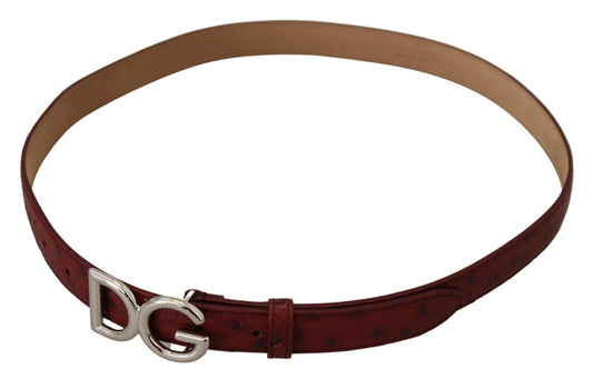 Elegant Bordeaux Leather Belt with Logo Buckle