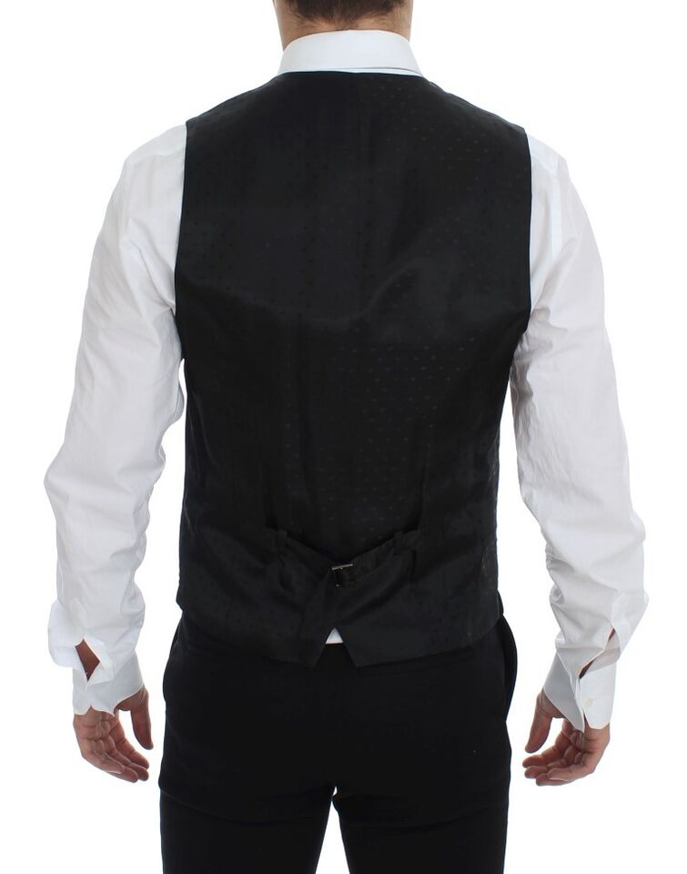 Elegant Black Wool Formal Dress Vest