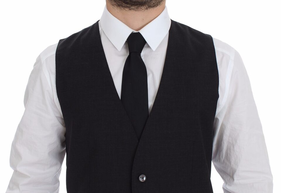Sleek Gray Wool Dress Vest