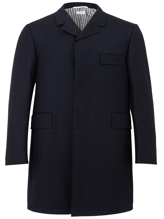 Elegant Grey Wool Chesterfield Overcoat