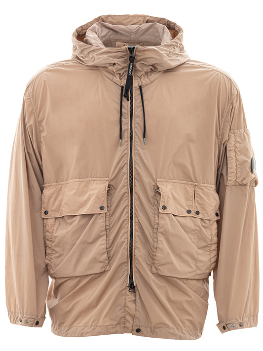 Hazelnut Technical Fabric Hodded Jacket