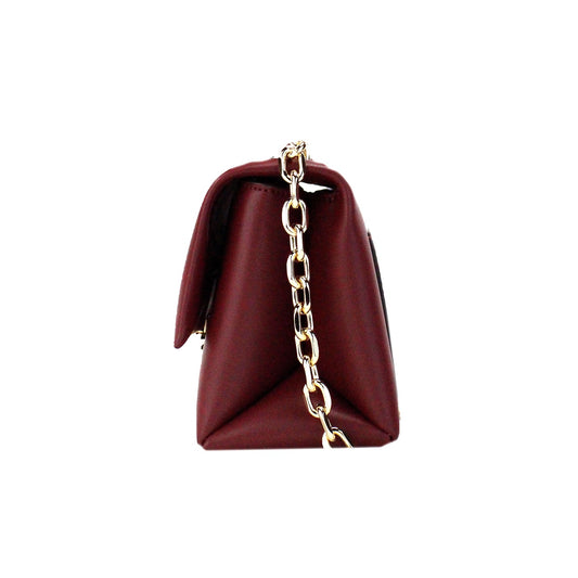 Cece Small Dark Cherry Vegan Leather Convertible Flap Crossbody Bag