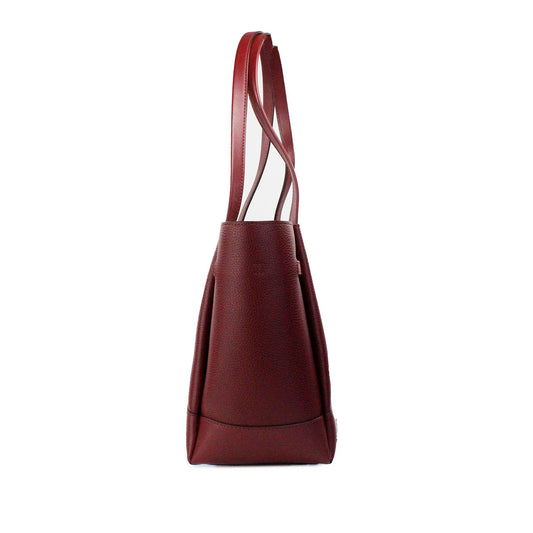 Reed Large Dark Cherry Leather Belted Tote Shoulder Bag Purse