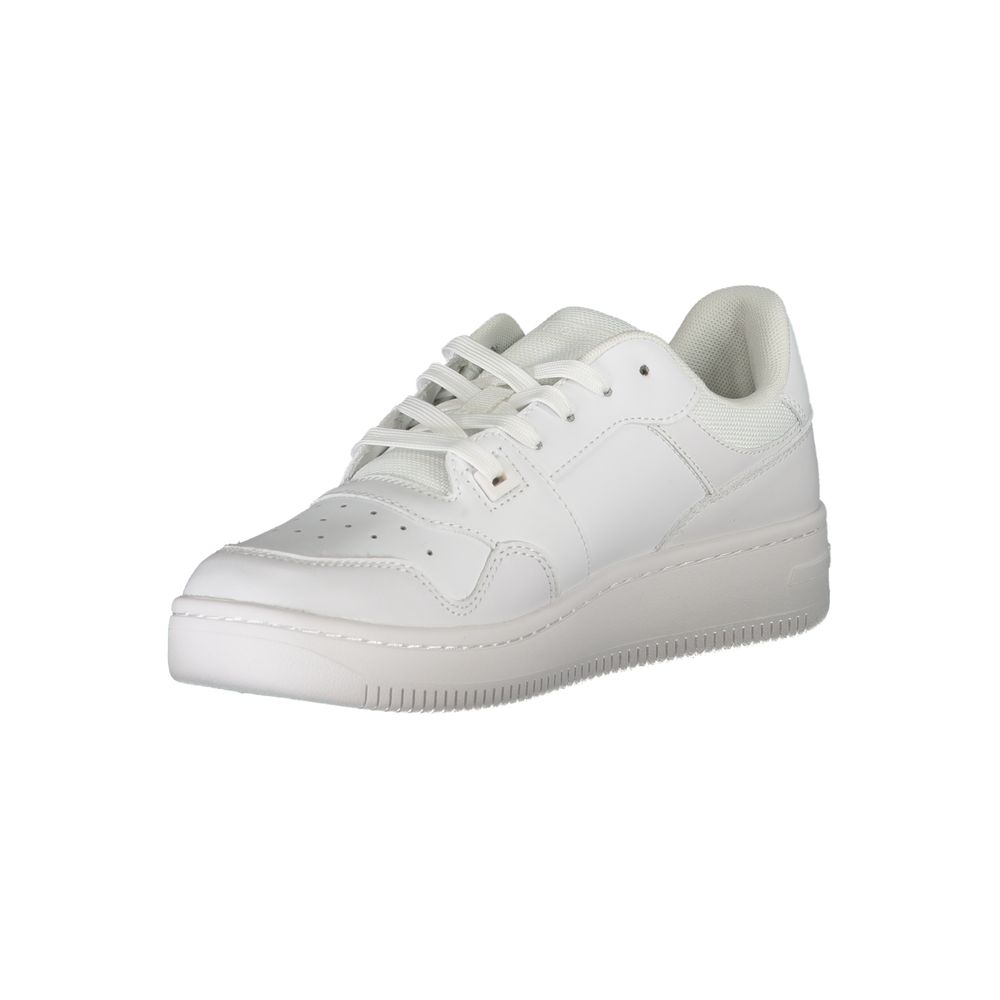 Classic White Lace-Up Sneakers with Contrast Accents