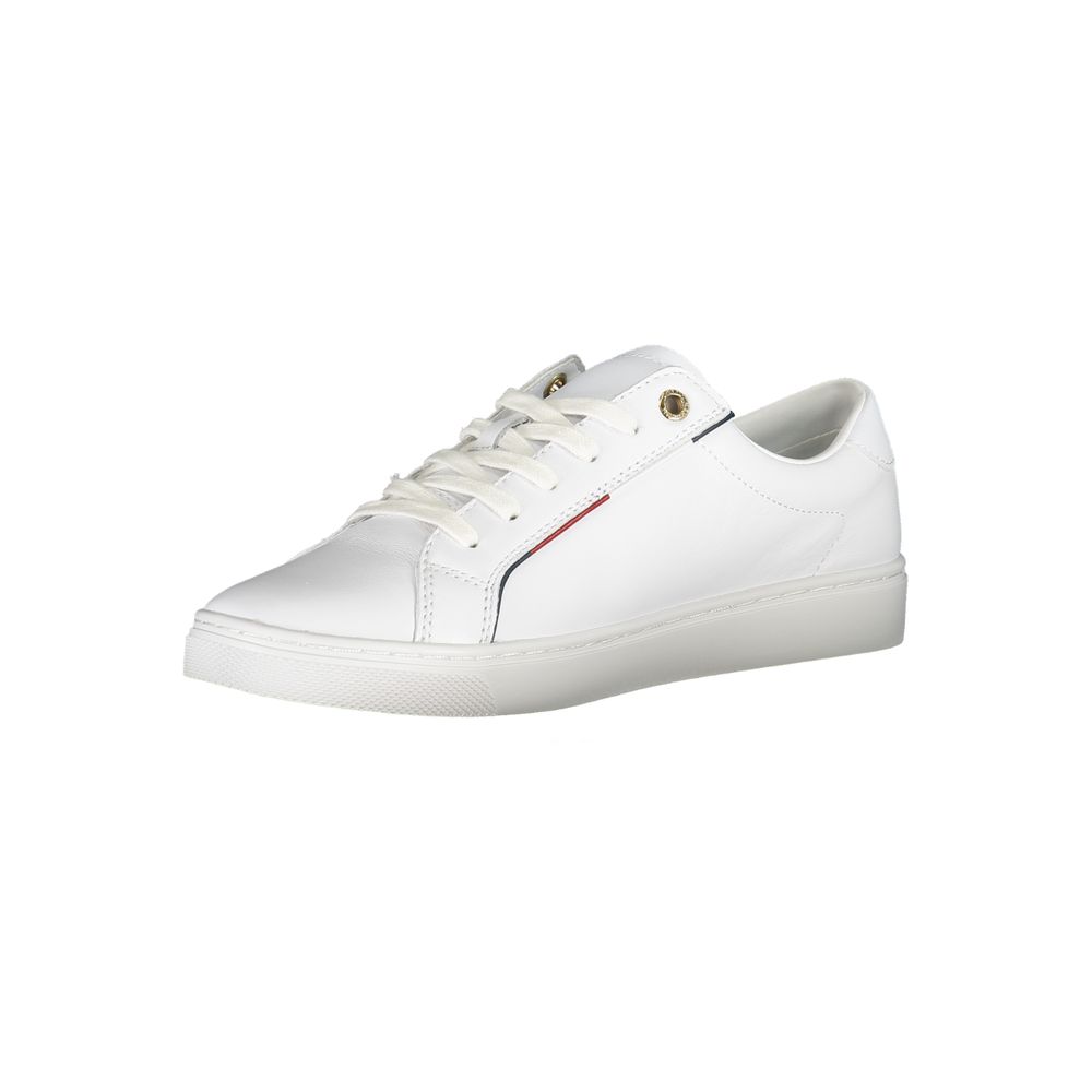 Elegant White Lace-Up Sneakers with Contrast Detail