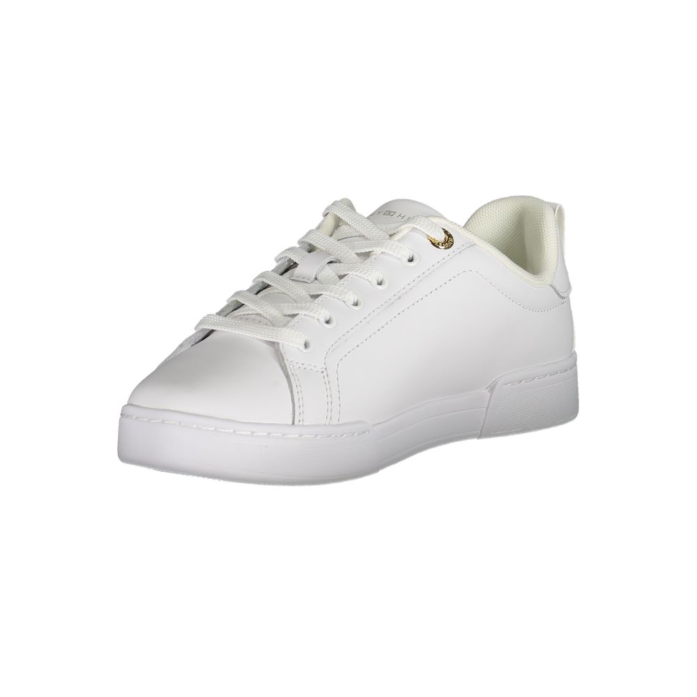 Chic White Lace-Up Sneakers with Contrast Detail
