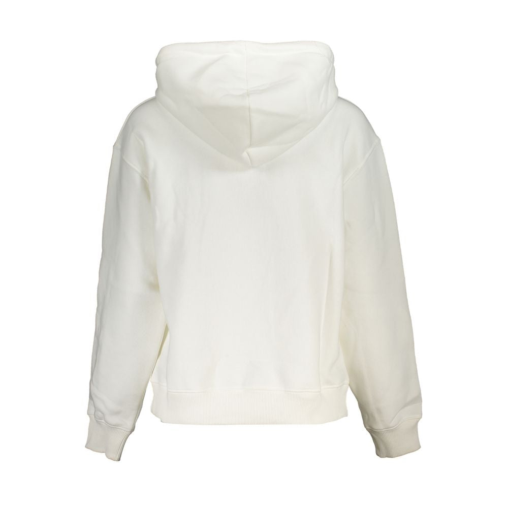 Elegant White Fleece Hooded Sweatshirt