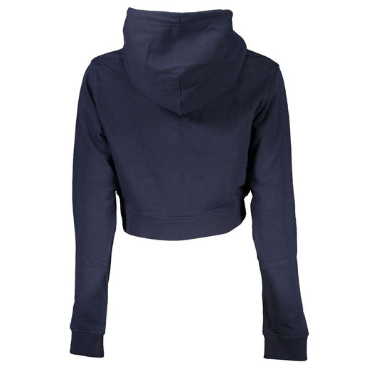 Chic Blue Hooded SweatShirt with Embroidery