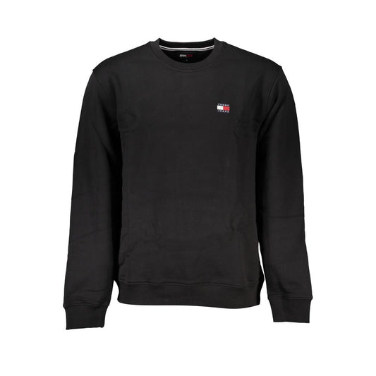 Sleek Black Cotton Crew Neck Sweatshirt