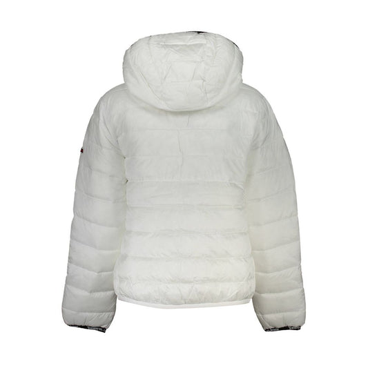 Elegant White Hooded Jacket with Contrast Details