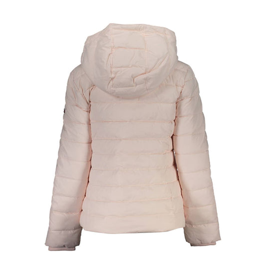 Chic Pink Long Sleeve Jacket with Removable Hood