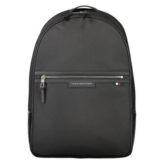 Elegant Black Laptop Backpack with Contrasting Details