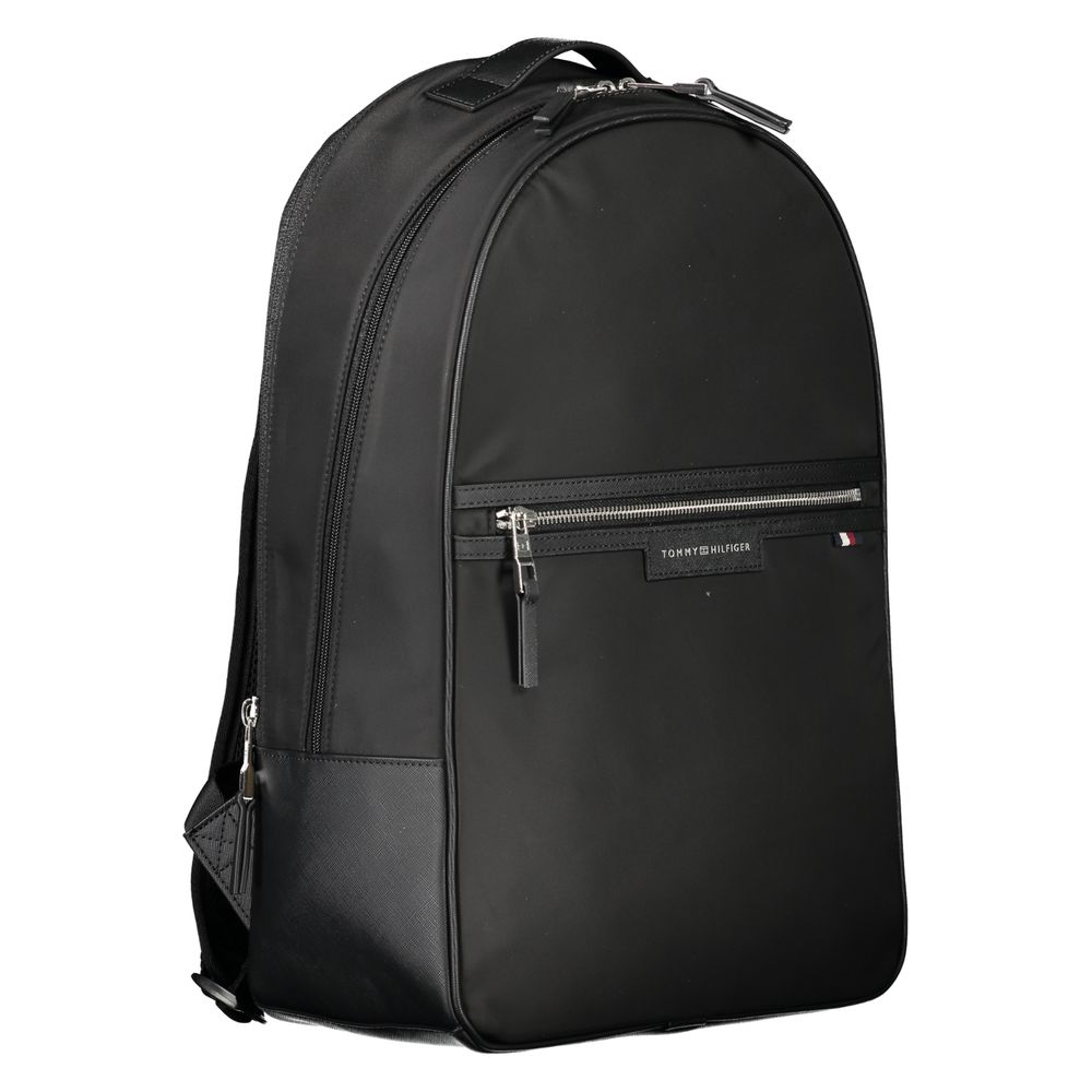 Elegant Black Laptop Backpack with Contrasting Details