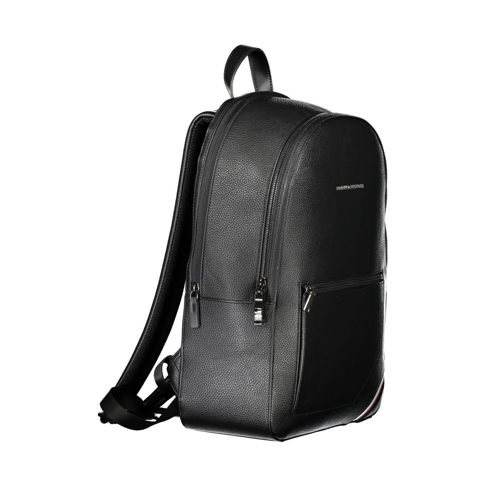 Elegant Black Urban Backpack with Contrast Details