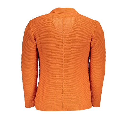 Orange Pocketed Cardigan Sweater