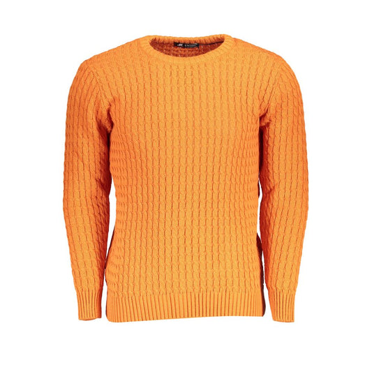 Elegant Twisted Crew Neck Orange Sweater