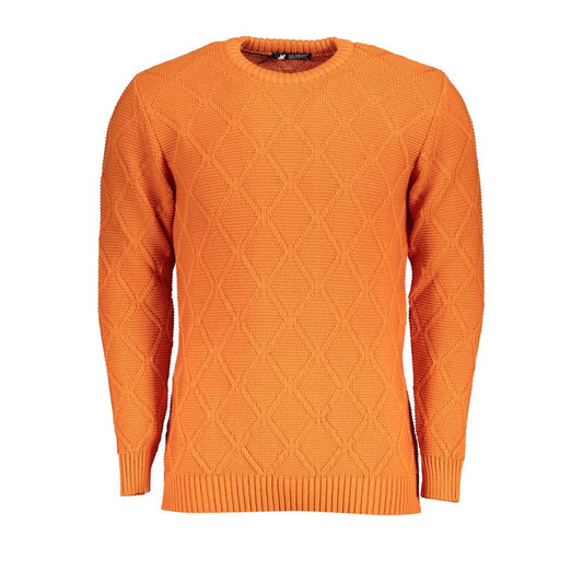 Orange Diamond Pattern Crew Neck Sweater