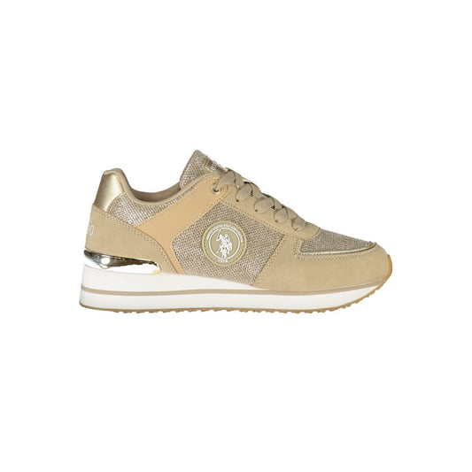Chic Gold Sneakers with Contrasting Details