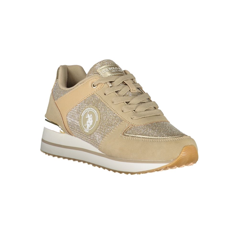 Chic Gold Sneakers with Contrasting Details