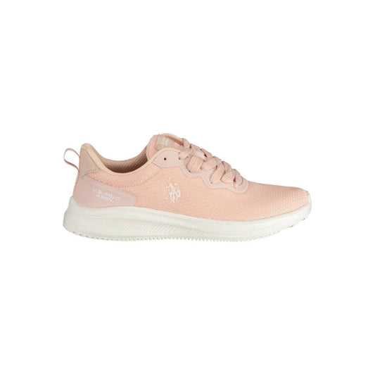 Chic Pink Lace-Up Sneakers with Contrasting Details