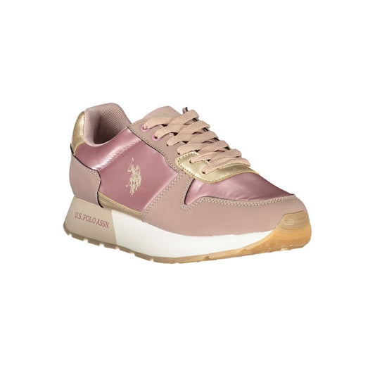 Chic Pink Laced Sports Sneakers with Contrast Details