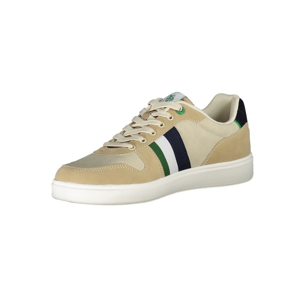 Beige Lace-Up Sneakers with Striking Detail