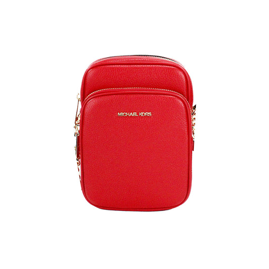 Jet Set Bright Red Pebbled Leather North South Chain Crossbody Bag