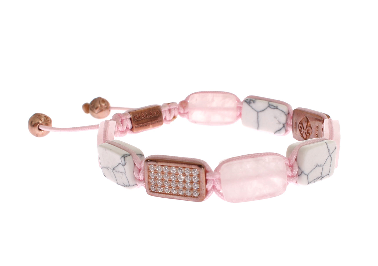 Elegant Pink Gemstone Bracelet with Diamond Details
