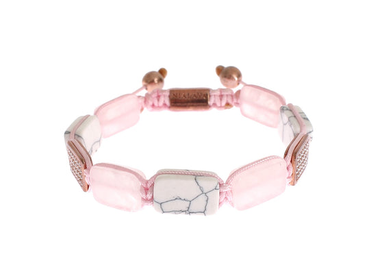 Elegant Pink Gemstone Bracelet with Diamond Details