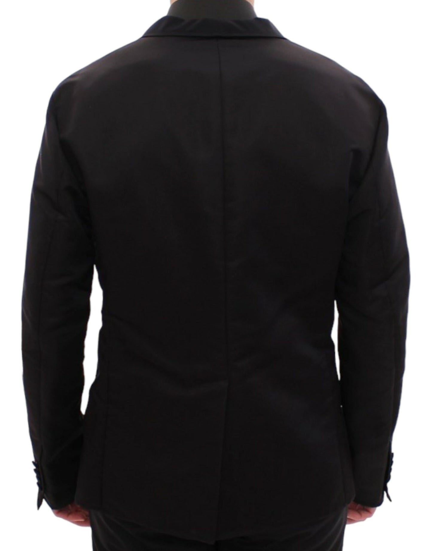 Elegant Black Silk Slim Fit Blazer