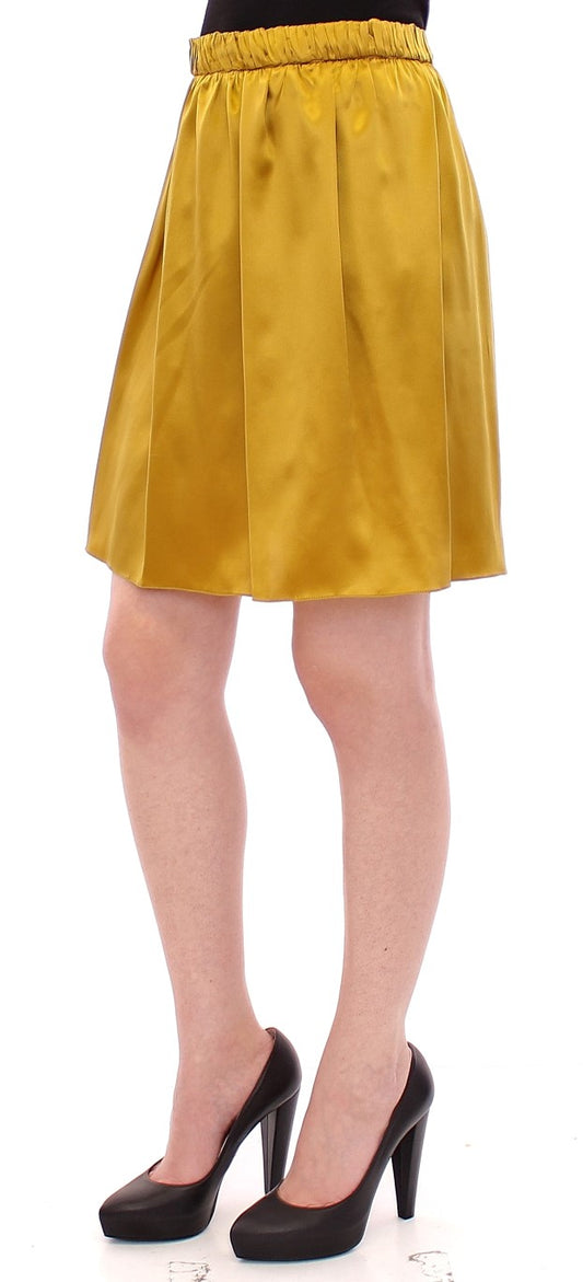 Elegant Silk A-Line Skirt in Luxe Gold