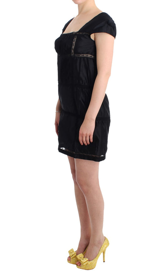 Elegant Black Cocktail Dress - Short Sleeve