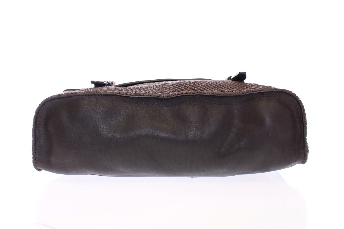 Brown leather messenger bag
