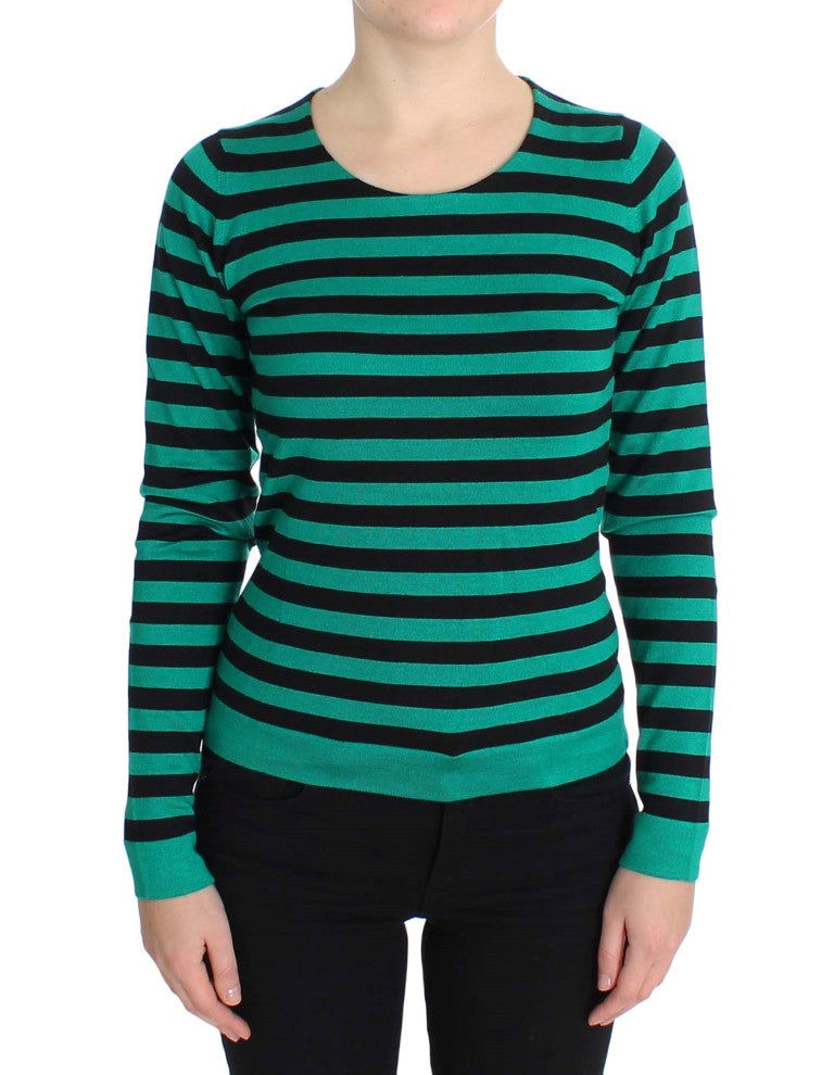 Elegant Striped Cashmere Silk Sweater