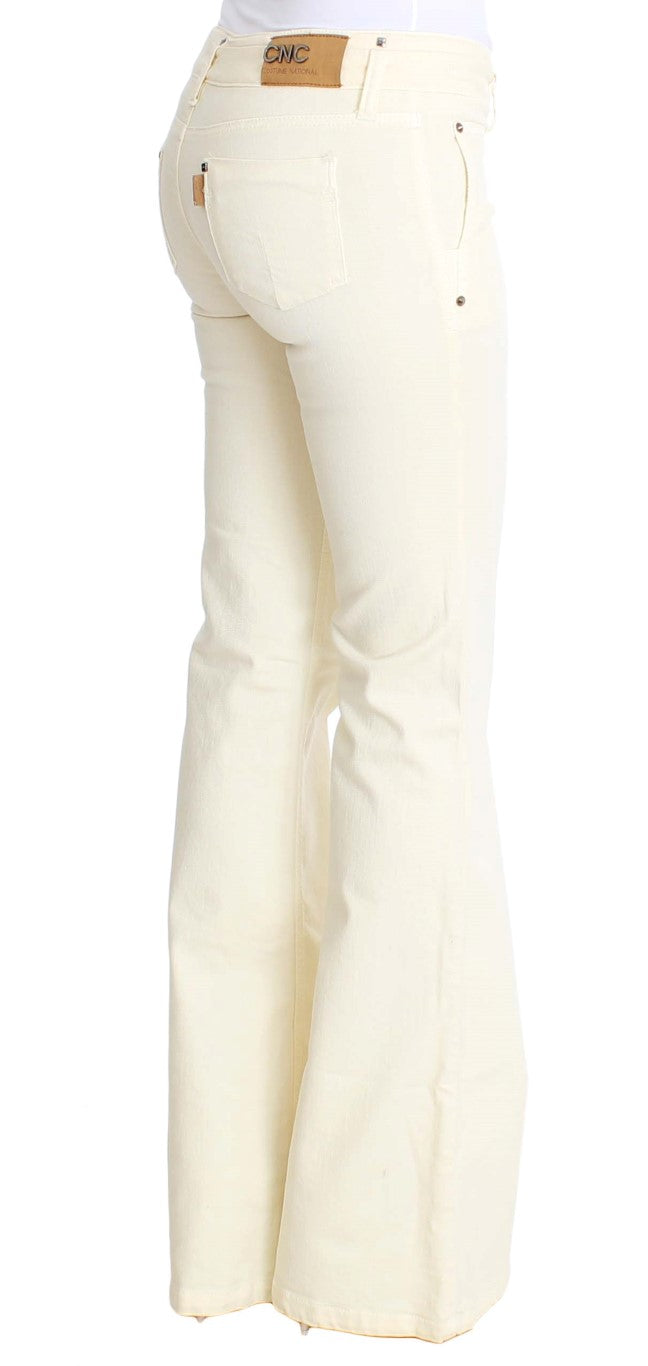 Chic Off-White Flared Designer Jeans