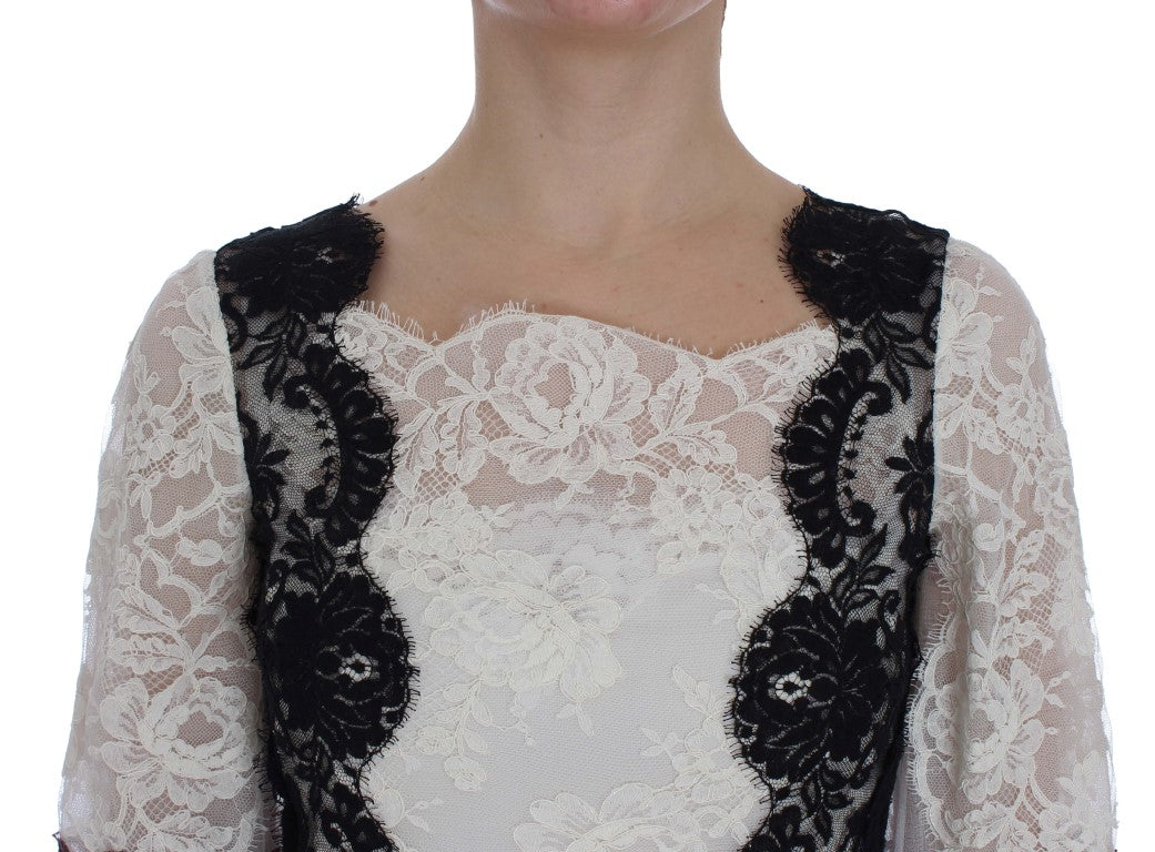 White Floral Lace Full Length Gown Dress