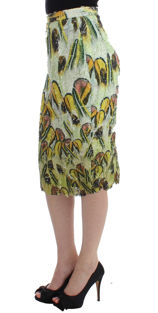 Vibrant Silk Blend Pencil Skirt