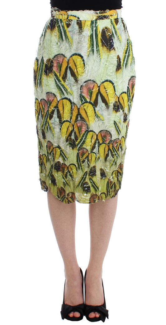 Vibrant Silk Blend Pencil Skirt