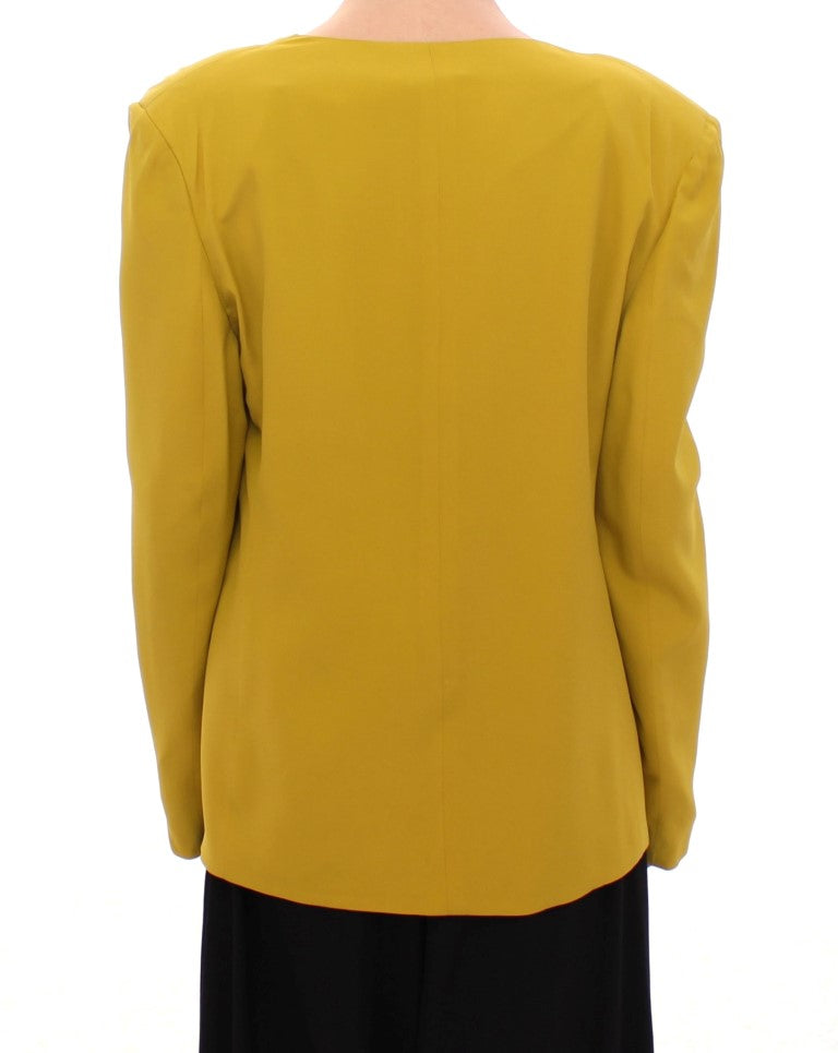 Elegant Mustard Silk Blend Jacket