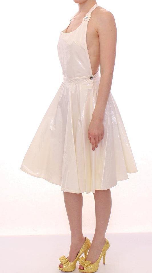 Elegant White Tea Halterneck Dress