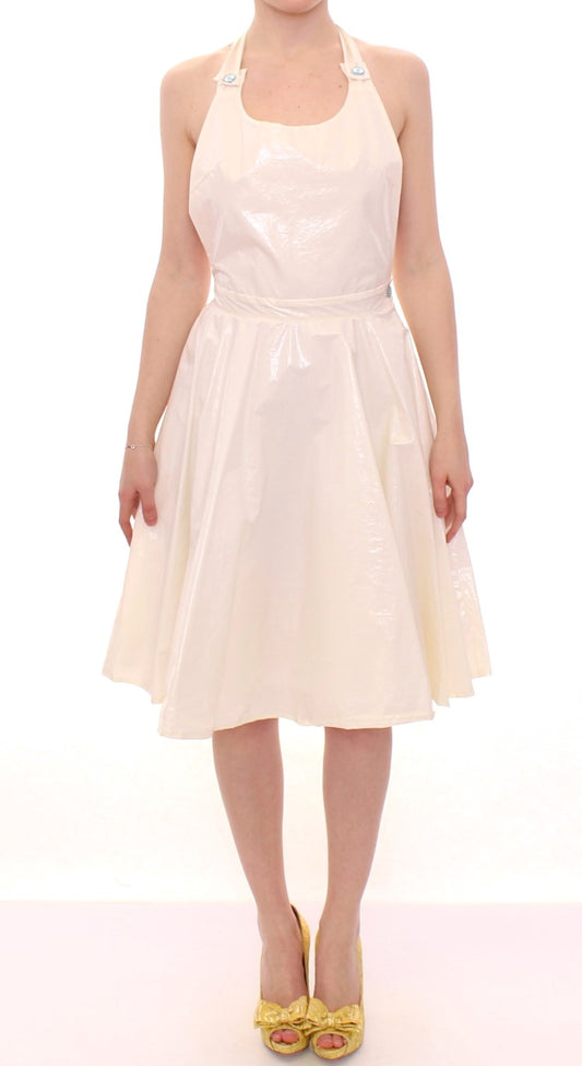 Elegant White Tea Halterneck Dress