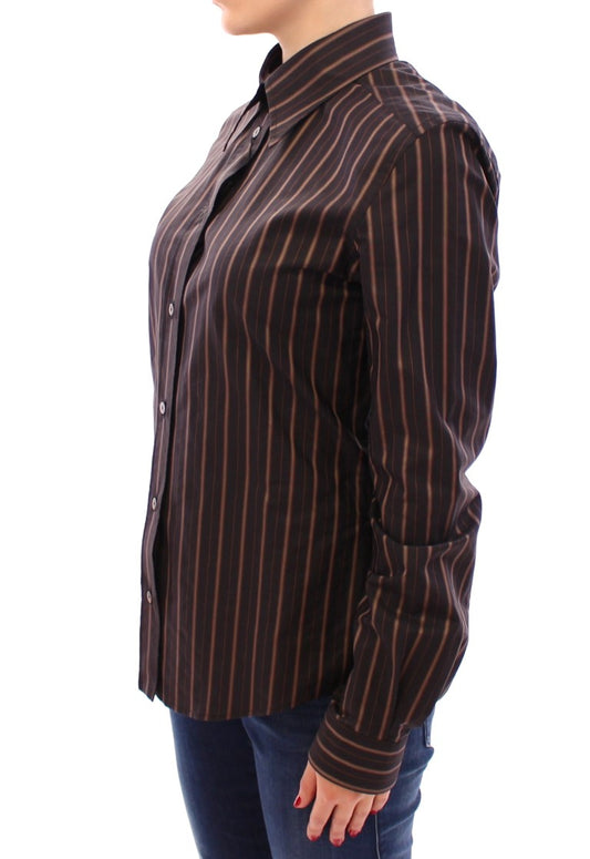 Elegant Black Striped Long Sleeve Shirt